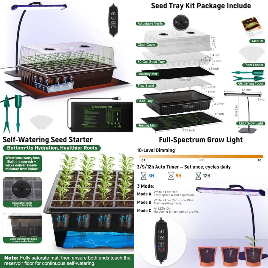 60-cellige zelfwatergevende za - Heat Mat Seedling recensie en prijs