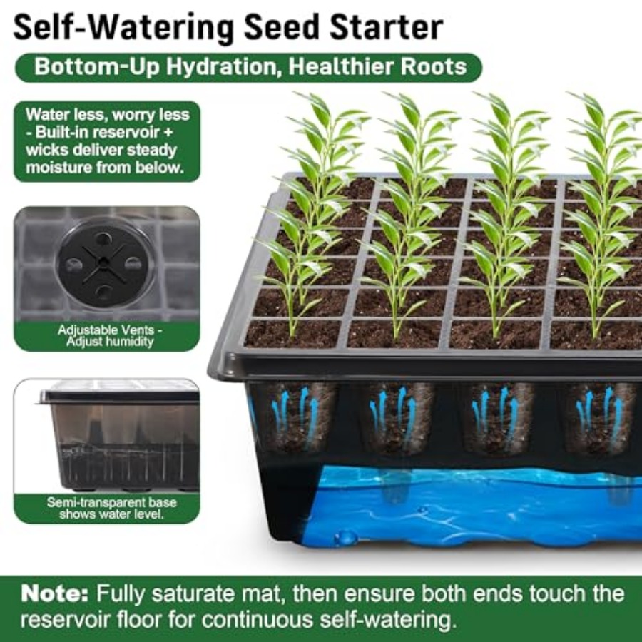 60-cellige zelfwatergevende za - Heat Mat Seedling recensie en prijs